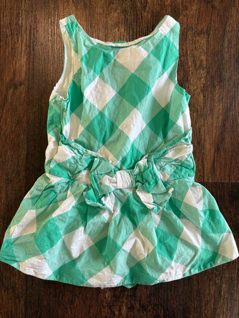 Janie and Jack Girls Green Gingham Checkered Ruffle Romper Size 5